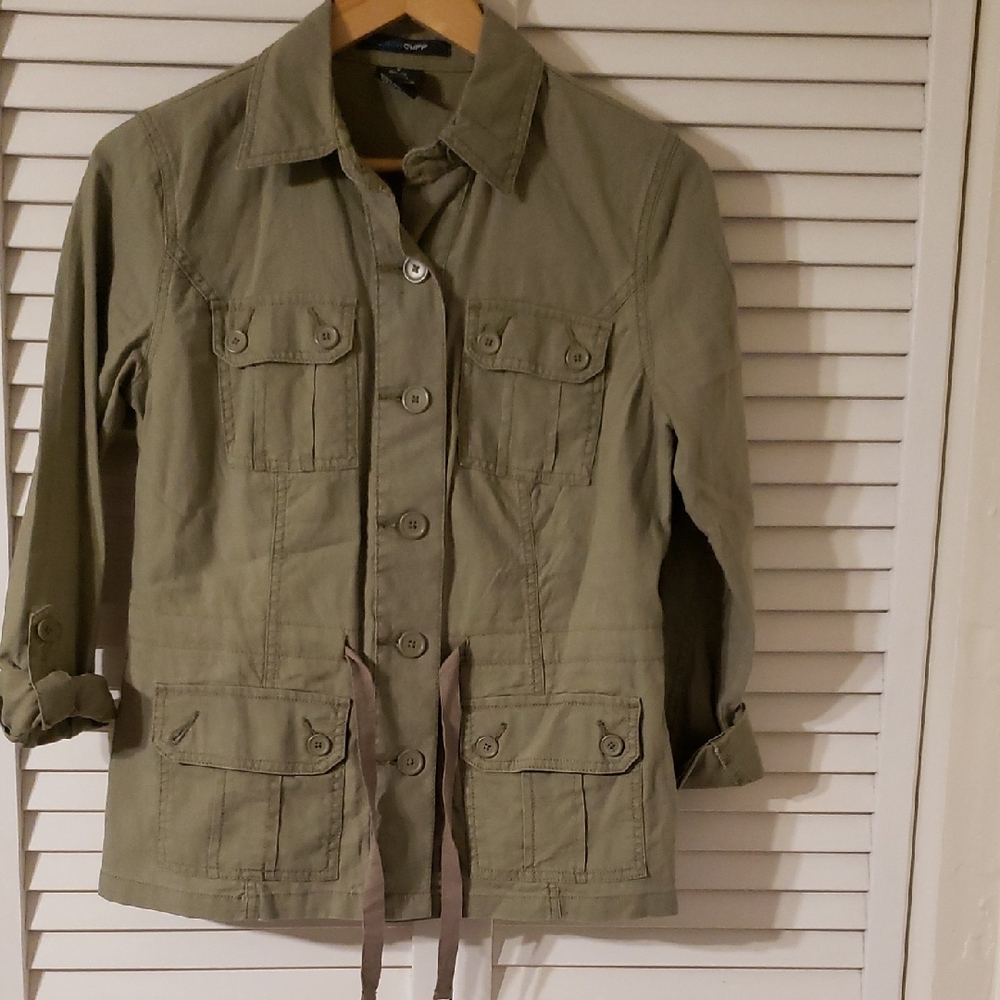 French Cuff Olive Utility Jacket